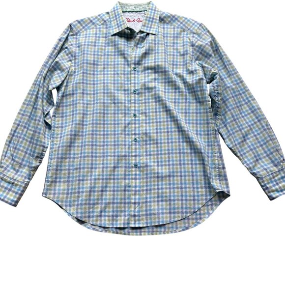 Robert Graham Size M Blue & Green Check Classic Fit Long Sleeve Button-Up Shirt - Picture 1 of 16